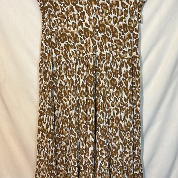 Soft Surroundings Short Sleeve Brown White Mocha Leopard Kara Maxi Dress Size 2X - Picture 4 of 10